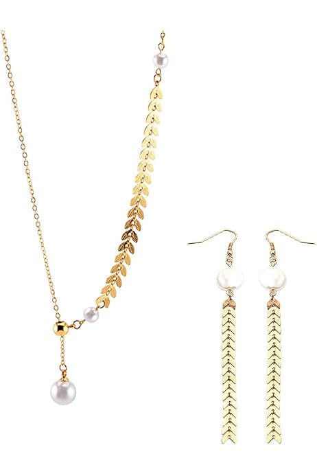 Pearl Drop Earrings Necklace Sets for 
