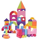 WS-HOME EVA素材 やわらかい 積み木 ブロック 知育 玩具 男の子 女の子 贈り物 誕生日プレゼント 出産祝い カラフル 50ピース