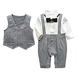 Cuteshower ベビー カバーオール ベビー服 ベスト付き ロンパーススーツ フォーマル 男の子 グレー 80cm