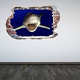 60 Second Makeover Limited Full Colour Great Shark Smashed Wall 3d効果under the sea aquarium ocean寝室ウォ