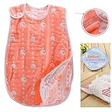 6重ガーゼ 高品質 ふわふわ 肌触り抜群 スリーパー めくれ防止 ボタン開閉式 寝袋 ヘッジホッグ オレンジ 45*80 cm