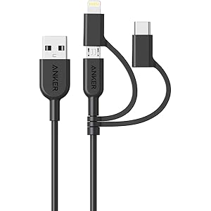 Anker PowerLine II 3-in-1 ケーブル (ライトニング/USB-C/Micro USB端子) MF…