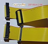 PCアクセサリー – コネクタPro 2 - Pack 16インチ40 cm F / F IDC 2 x 10 20pイエロー1.27 MMフラットリボンケーブル、14インチ35 cm Net長wit