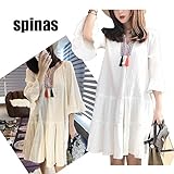 Spinas（スピナス) ボヘミアンstyle おしゃれ　マタニティ ワンピース 刺繍 タッセル フレアスリーブ ゆったり ワンピース