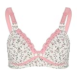 花のレースブラジャーの出産看護のブラジャーの綿のフロントオープン授乳妊婦服(40/90-ピンク)