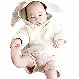 AMIGOYO ベビー服 子供服 セーター 女の子 男の子 ニットウェア 長袖 フード付き ウサギ耳付き トップス アウター 上着 可愛い おしゃれ