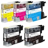 【現代のインク】ブラザー(Brother)用 LC12-4PK +LC12-BK 合計5本セット LC12 互換 ＜残量表示対応＞ 対応機種: DCP-J525N DCP-J925N DCP-J940N MFC-J705D MFC-J825N MFC-J955D MFC-J6710CDW MFC-J6910CDW など
