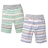 (ブルー/95cm) ベビー服 男の子 ハーフパンツ ボトム KIDBOW キッドバウ マルチボーダー柄 ウエストゴム 男児 ベビー