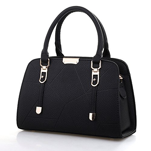 Menshow(メンズショウ) ハンドバッグ レザー バッグ レディースバッグ ゴールド金具 ショルダーバッグ 人気 斜め掛け 手提げ 通勤 通学 OLさん nvtibao-black2