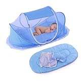KooJoee Foldable Baby Travel Pop-up Bed Crib Musical MobileBaby Infant Cradle Anti-Bug Tent Mosquito