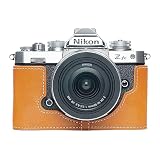 JISYIWOW カメラケース Nikon ZFC用 本物の牛革ボデ ィーハーフケース ボト厶開囗設計 バッテリーの交換で 三脚ネジ穴付 (イエロー)