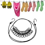 (Black) - Washing line - Meersee Outdoor Travel clothes line with Pegs Laundry Washing Line (Black)