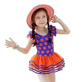 EASONDDD 水着 女の子 ワンピース キッズ水着 子供水着 体型カバー 水玉 ドット柄 チュチュスカート 子ども こども 水着 かわいい スイムウェア キッズ ネイビーXL