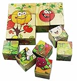 Wooden Cube Puzzles for Kids and Toddlers Six Face 3D Cubes Blocks Jigsaw Puzzles Early Development 