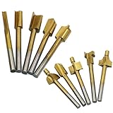 洗面用キッチン洗面台、amsky 10個/セットHSSチタンルータビット木材カッターMilling Fitsロータリー彫刻 ゴールド