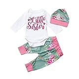(プタス)Putars ベビー服 子供服 上下セット ロンパース 女の子 長袖 花柄 LITTLE SISTER 可愛い 秋 冬 新生児 歩行服 出産お祝い 記念日 プレゼント 0-24ヶ月