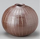 瀬戸焼 加藤正博　菊陶園　焼締　線文丸一輪差　花瓶　サイズ 11 x 9.8cm