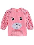 エプロン 子供 スモック 子供エプロン キッズ 男の子 女の子 ビブ 洗い替え 子供服 お食事用 防水 汚れ対策 クマ ピンク