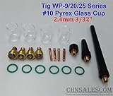 CHNsalescom 21個のTIG溶接ガスレンズ＃10パイレックスガラスカップキットWP-9/20/25 2.4mm 3/32"
