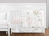 Sweet Jojo Designs 11-Piece Blush Pink Gold Grey and White Star and Moon Celestial Baby Girl Crib Be