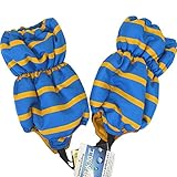 スノーカバー 足カバー 中綿入り フットカバー 雪よけ キッズ ベビー ボーダー柄 M ブルー