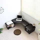 書斎机 ローデスク パソコンデスク ロータイプ ロー コンパクト 省スペース l字型 おしゃれ 収納 木製 ダークブラウン TIP5000DBR