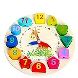 知育玩具　積み木　時計　数字　数字列　ビーズ　カラフル　面白い　幼児　子供　木製　木のおもちゃ　動物柄　プレゼント