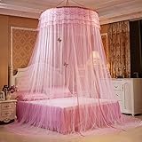 SamberドームMosquito Net HangingラウンドLuxuryプリンセスBed Canopy Crib光バタフライレースベッドネッティングテントベッドルームの装飾 ピンク Samber