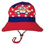 (ビグッド)Bigood 可愛い 赤ちゃん ベビー 帽子 子供 ハット サファリハット つば広 キッズ 男の子 女の子 キャップ 日よけ UVカット 車柄 春夏 お出かけ（レッド）