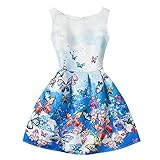 Domybest子供服 女の子 ワンピース　フォーマル　サンドレス 可愛い ドレス ガールズ ワンピース バタフライプリント　ノースリーブ 春 夏 日常着　誕生日 入学式 卒業式 発表会 結婚式 七五