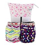 QTPIE Cloth Pocket Diapers with Inserts and Wet Bag Adorable 10 Piece Set [並行輸入品]