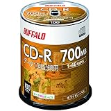 【Amazon.co.jp限定】 バッファロー データ用 CD-R 1回記録用 700MB 100枚 スピンドル 1-48倍速 ホワイトレーベル RO-CR07D-100PW/N