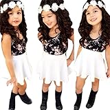 Ama ( TM )幼児用子供用ベビー女の子ノースリーブTシャツトップ+スカート服装服セット カラー: ブラック