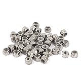 uxcell ナイロン製ロックナット　304ステンレス鋼製シルバートーン　M2スレッドサイズ 50個入り
