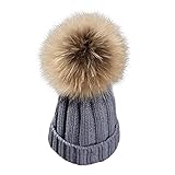 MIOIM ニット帽 キッズ ニットキャップ 無地 ふわふわ ポンポン ビーニー 折り返し 暖かい 防寒 ベビー 帽子