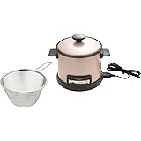 ニシヤマ 国産 電気フライヤー アミ付 温度調節機能付き 約24×21×20cm てんぷら フライ 揚げる 日本製 NE-155FA ブラウン