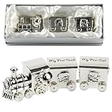 Silverplated First Tooth and Curl Set Train with 2 Carriages by Widdop Bingham