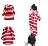赤白縞　かわいい　ワンピース　子供服　女の子　幼児服　女の子　赤ちゃん服　ベビー服　丸首　長袖　フード付き　キッズ服　ロンパース　カバーオール　上着　満月/出産祝い/プレゼント　５サイズ　110CM－