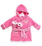 Spasilk 100% Cotton Hooded Terry Bathrobe with Booties, Pink Butterfly, 0-9 Months by Spasilk [並行輸入品
