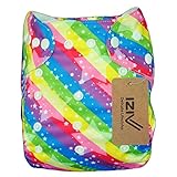 iZiv新生児1厚いおむつ付きオーガニック幼児防水/調整/再利用可能/洗えるポケット布おむつのフィット赤ちゃん0.5-3歳（カラフルなストライプ）