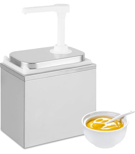 BEESOM Kitchen Sauce Dispenser, Sauce Pump Stainless Steel Condiment Pump, Sauce