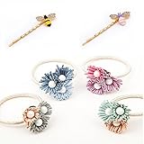【爱莉セレクトショップ】ヘアゴム パール ヘアピン ヘアクリップ 6点(4ヘアゴム+ 2点ヘアピン) ヘアポニー ヘアアレンジ まとめ髪 大人 かわいい おしゃれ ヘアアクセサリー 髪留め ゴム おと