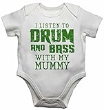 I Listen to Drum & Bass With My Mummy - Baby Vests Bodysuits Baby Grows Personalised Graphic for Mus