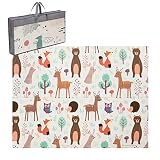 アストロ プレイマット リバーシブル 森の動物×きつね 150×200×1cm 収納バッグ付き ふわふわ ベビーマット クッションマット 折りたたみ お手入れ簡単 床キズ防止 730-01