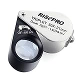 ジュエリールーペ RISEPRO 宝石鑑定ルーペ 30倍ハンディ 小型携帯拡大鏡 LED 6個 & UVライト付 飾りもの/石/鉱物/昆虫/クリスタル等観察用 虫眼鏡