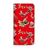 mitas Xperia XZ 601SO ケース 手帳型 ベルトなし 和柄 金魚 赤 (251)NB-0103-RD/601SO