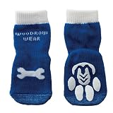 犬用靴下 Power Paws Advanced Reinforced Toe （パワー パウズ） XXL ブルー&ボーン 4個入り [並行輸入品]