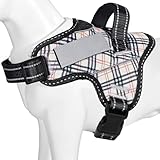 【日本企画犬ハーネス】BaoCheng 犬用胴輪 小型犬/中型犬/大型犬ハーネス 暑さ対策 喉に優しい おしゃれな色 通気性 負担がない ネームプレート 7色選択(ベージュチェック柄、L)