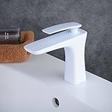 beelee bl6609awセンターセットシングルハンドルシンク蛇口ステンレススチールBasinミキサータップ、ホワイトペイント