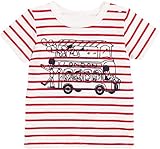 アビックス クラフティーズ 線画タッチBUSプリントボーダー半袖Tシャツ 90cm レッド 天竺 956201